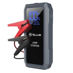 Starter auto multifunctional 12V, 1500A, baterie exerna, 16800mAh, lanterna, gri