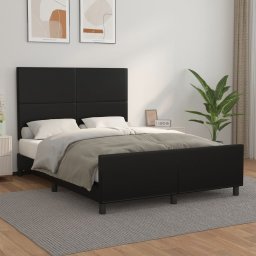 Cadru de pat cu tablie, negru, 140x200 cm, piele ecologica GartenMobel Dekor