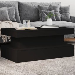 Masuta de cafea cu lumini LED, negru, 90x50x40 cm GartenMobel Dekor