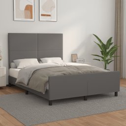 Cadru de pat cu tablie, gri, 140x200 cm, piele ecologica GartenMobel Dekor