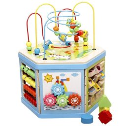 Jucarie Montessori 8 in 1 - Centru de activitati Hexagon