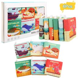 Set 6 carti senzoriale textile pentru bebelusi