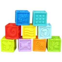 Set 9 Cuburi senzoriale Moi, pentru dentitie sau baita