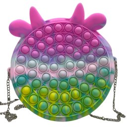 Gentuta mare cu lant argintiu si fermoar Pop It Macaroons, Vacuta