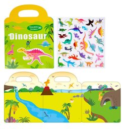 Carte magnetica cu 30 stickere reutilizabile, Dinozaurii si lumea Jurasikului