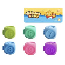 Set 6 cuburi cuplabile, cu cifre, pentru dentitie sau baita