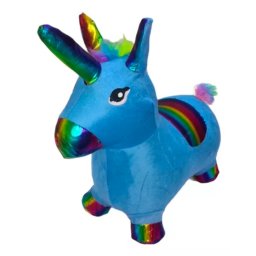Unicorn gonflabil cu husa de plus, cu sunete si lumini, bleu