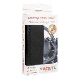 Husa volan OTOM din Piele Ecologica ""Ne-Perforata"" pentru autoturisme, diametru volan 37 - 39 cm, cu ac si ata Neagra