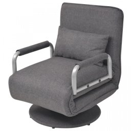 Scaun pivotant canapea extensibilă, gri închis, 60 x 75 x 80 cm