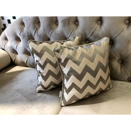 Set 2 perne decorative 2x40x40cm cu fata detasabila, Hiko Silk bej deschis ZIG ZAG