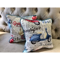 Set 2 perne decorative 2x40x40cm cu fata detasabila, Hiko Teen moto ocean blue