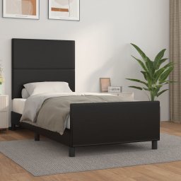 Cadru de pat cu tablie, negru, 100x200 cm, piele ecologica GartenMobel Dekor