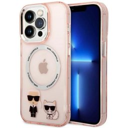 Husa Karl Lagerfeld Husa Magsafe Karl & Choupette iPhone 14 Pro Roz