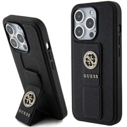 Husa Grip Stand 4G Saffiano Strass pentru iPhone 15 Pro Max – negru