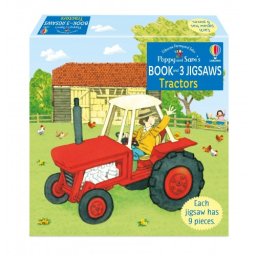 Set 3 Puzzle + Carte - Poppy and Sam's Book and 3 Jigsaws: Tractors Usborne