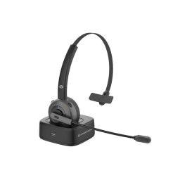 Casti POLONA03BD, Casti Wireless Mono cu Microfon, Statie de incarcare, Microfon cu Noise Cancelling, Negru