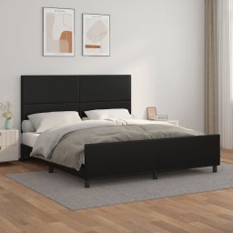 Cadru de pat cu tablie, negru, 180x200 cm, piele ecologica GartenMobel Dekor