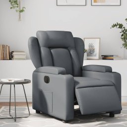 Fotoliu rabatabil electric, gri, piele ecologica GartenMobel Dekor