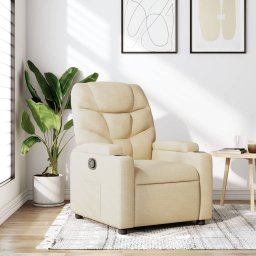 Fotoliu rabatabil, crem, material textil GartenMobel Dekor