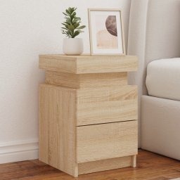 Noptiera cu lumini LED, stejar sonoma, 35x39x55 cm GartenMobel Dekor