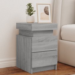 Noptiera cu lumini LED, gri sonoma, 35x39x55 cm GartenMobel Dekor