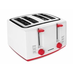 Prajitor de paine Heinner HTP-1300WHR, 4 felii, functii: decongelare, reincalzire si anulare, 7 niveluri, alb-rosu
