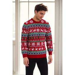 82363 Dewberry Christmas Mens Sweater-RED-1
