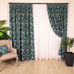 Set 2 draperii Hiko Chenille verde, dark, cu rejansa