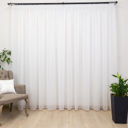 Perdea alba, Hiko Silk, triplu voal, cu rejansa creion