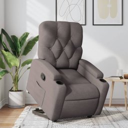 Fotoliu rabatabil cu ridicare pe verticala, gri taupe, textil GartenMobel Dekor