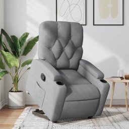 Fotoliu rabatabil cu ridicare, gri deschis, material textil GartenMobel Dekor