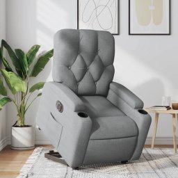 Fotoliu electric rabatabil cu ridicare, gri deschis, textil GartenMobel Dekor