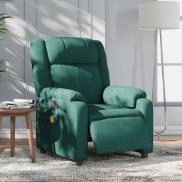 Fotoliu electric de masaj rabatabil, verde închis, textil GartenMobel Dekor