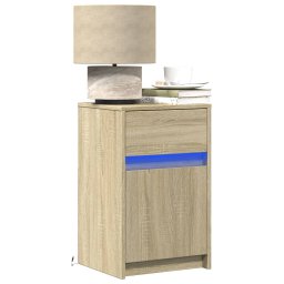 Noptiera cu lumini LED, stejar sonoma, lemn prelucrat GartenMobel Dekor