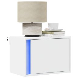 Noptiera montata pe perete cu lumini LED, alb GartenMobel Dekor
