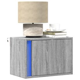 Noptiera montata pe perete cu lumini LED, sonoma gri GartenMobel Dekor