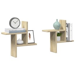 Rafturi perete 2 buc. stejar sonoma 38x12x38 cm lemn prelucrat GartenMobel Dekor