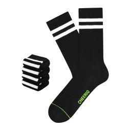 CHEERIO* Șosete 'TENNIS TYPE 4P' negru / alb