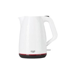 Fierbator Electric Adler AD 1277, 1.7L, 2200W, Filtru Anticalcar si Baza Pivotanta, Alb