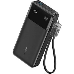 Acumulator extern Anker PowerCore 20000 mAh, 30W, 2x USB-C, 1x USB-A, cablu USB-C incorporat, Negru