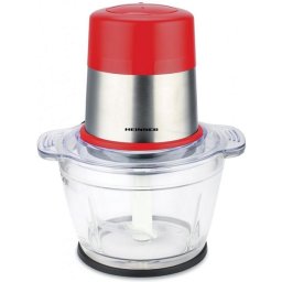 Tocator Heinner HMC-D300RD, 300 W, 2 cutite inox, bol din sticla, 1 l, 2 viteze, rosu