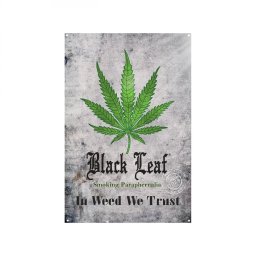 Panou metalic Black Leaf In weed we trust 60 x 40 cm
