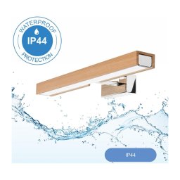 Aplică LED pentru oglindă de baie Brilagi WOODY MIRROR LED/8W/230V IP44 stejar/crom