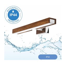 Aplică LED pentru oglindă de baie Brilagi WOODY MIRROR LED/8W/230V IP44 stejar/crom