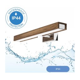 Aplică LED pentru oglindă de baie Brilagi WOODY MIRROR LED/8W/230V IP44 stejar/crom