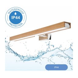 Aplică LED pentru oglindă de baie Brilagi WOODY MIRROR LED/12W/230V IP44 stejar/crom