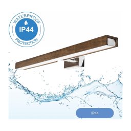 Aplică LED pentru oglindă de baie Brilagi WOODY MIRROR LED/12W/230V IP44 stejar/crom