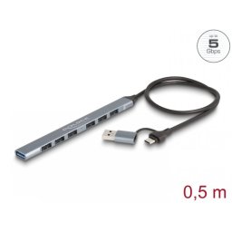 HUB USB type C/USB-A cu 1 x USB 3.2-A + 6 x USB 2.0-A, Delock 64273