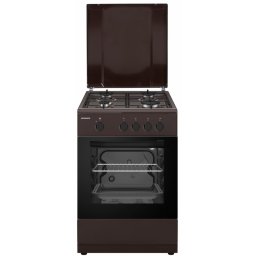 Aragaz Heinner HFSC-SME50BRW, latime 50 cm, 4 arzatoare, gratar emailat, capac metalic, maro