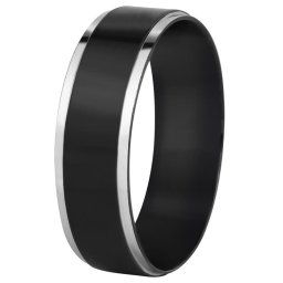 Troli Inel negru din oțel cu marginea argintie 57 mm